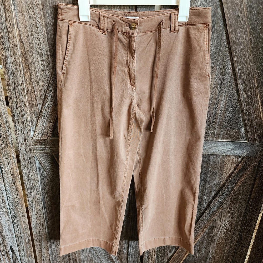 J. Jill Pants Women's Size 10 Regular Brown Chinos Stretch Tie Waist Cropped